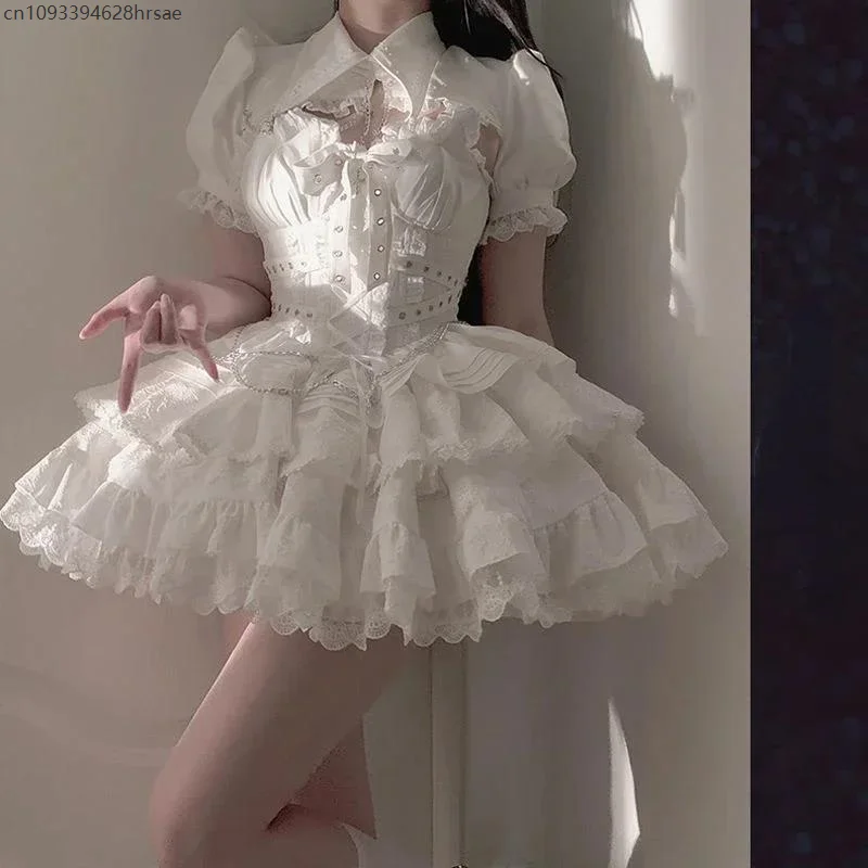 

Victorian Gothic Lolita Jsk Dress Wwomen Vintage Y2k Bandage Princess Dresses Japan Girls Aesthetic Punk Style Mini Party Dress