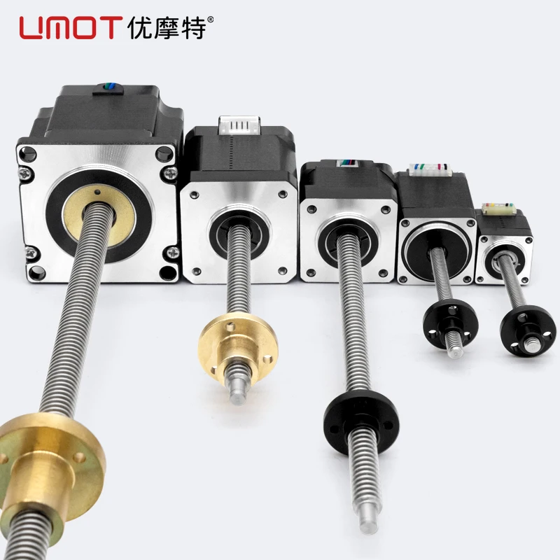 

UMOT Nema8 11 14 17 23 DC Ball Screw Linear Stepper Motor 1/2/4/8/10/12-lead 0.4-3.5A 8-1900mNm for CNC Laser Engraving Machine