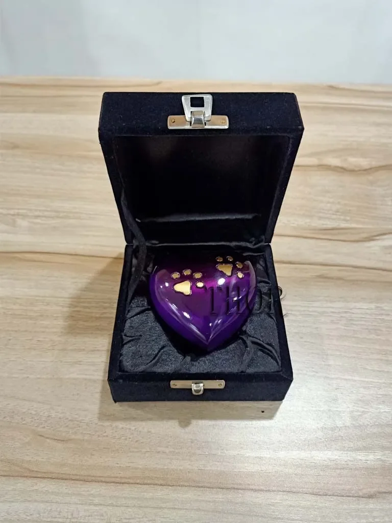 Purple Heart Keepsake Urn Mini Heart Cremation Urn with Stand & Box  Dogs and Cats Ash Container for Funeral  Perfect for Adults