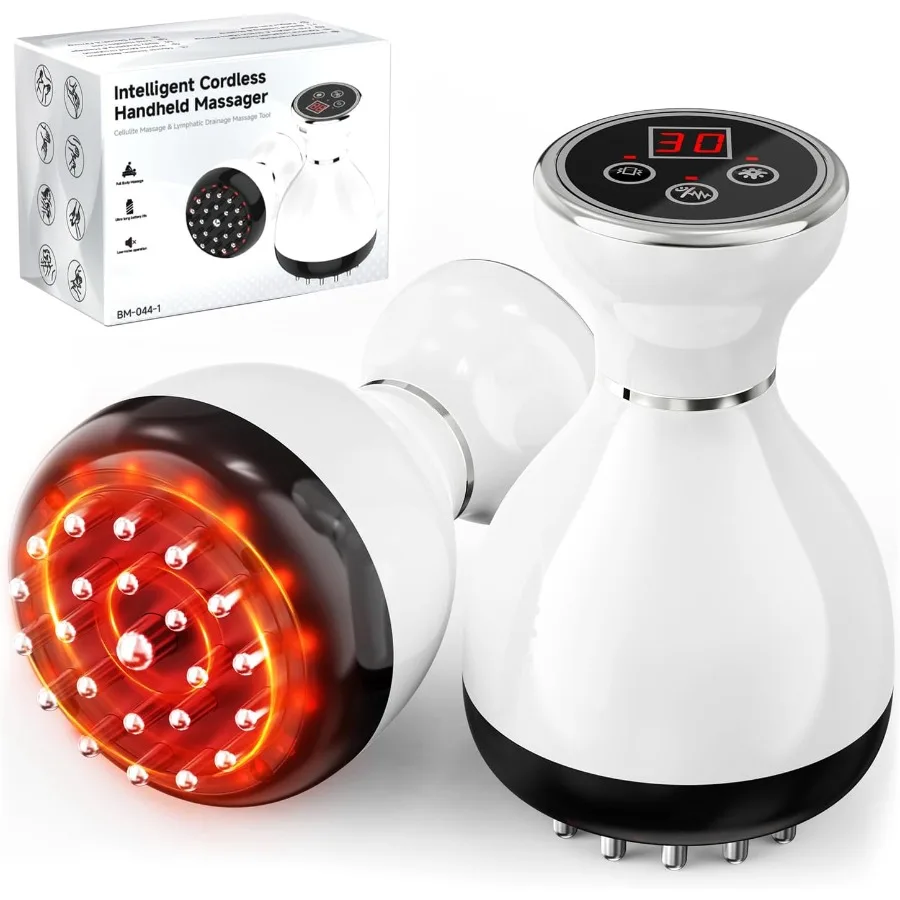 

Массажер для лимфодренажа с микротоками, красным светом, теплом и вибрацией для уменьшения целлюлита и растяжек на ногах, руках и животе