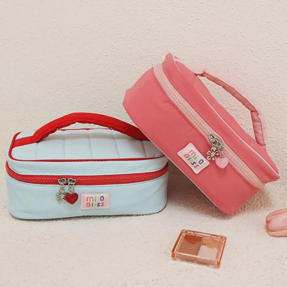 Small Fresh Macaron Cosmetic Bag Portable Girl Series Storage Handbag Travel Cosmetic Handbag Large Capacity Contrast Color