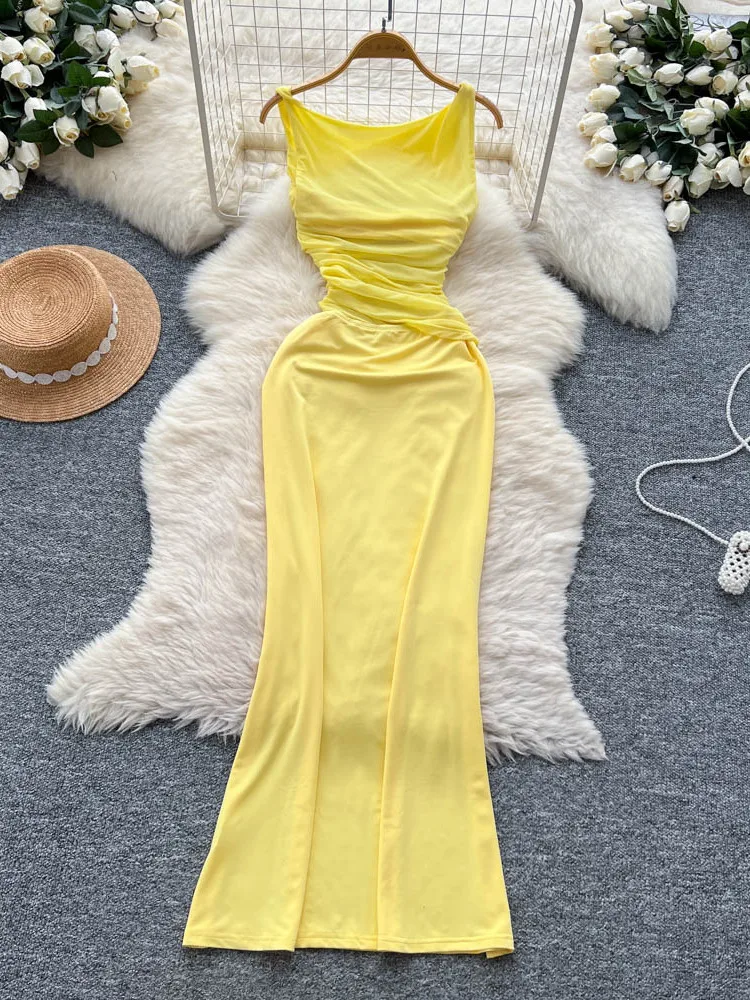 Sexy Me Splice Slim Fit Svel cintura alta A-Line Dr mujer Faion Commute coreano Sle verano Dr Ci Wear