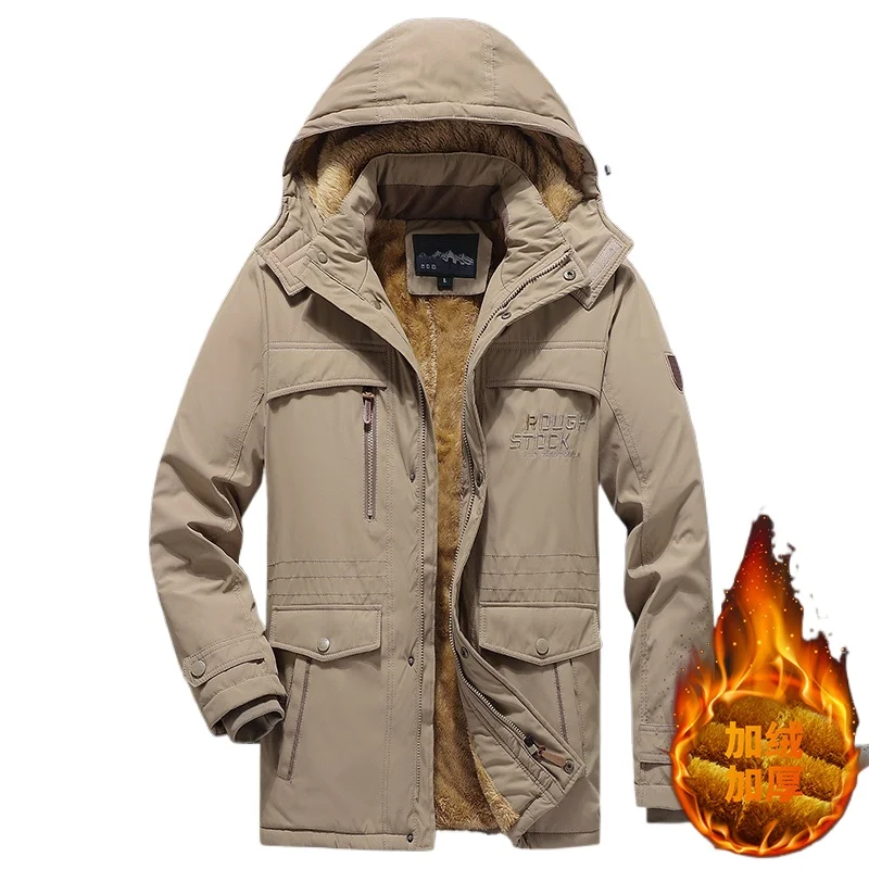 

New Men Winter Parka Down Jackets Military Windproof Hooded Parka Male Fur Collar Fleece Parkas Men Fashion Casual Thick Jacket