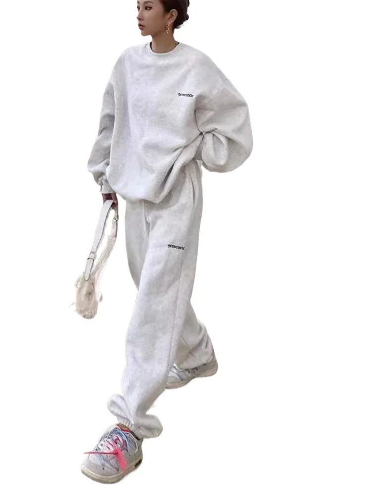 

Sporty Women's Suits Long Pants Sets Autumn Print Sudaderas De Mujer Two Piece Set Outfit Tracksuit O-neck Casual Trousers Sets