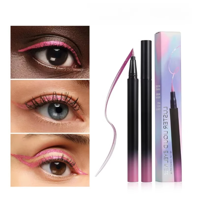 Diamond Shiny Eye Liner Eyeshadow Waterproof Quick-dry Silver Gold Metellic Pearlescent Liquid Eyeliner Silkworm Brighten Makeup