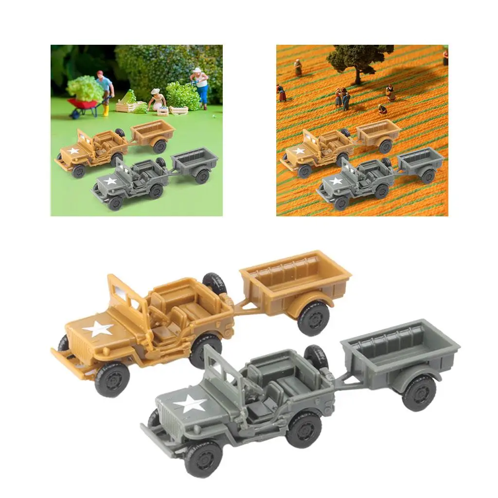 2 - 4D Assembled 1:72 Cars Model Army Table Decoration Gift for Boys