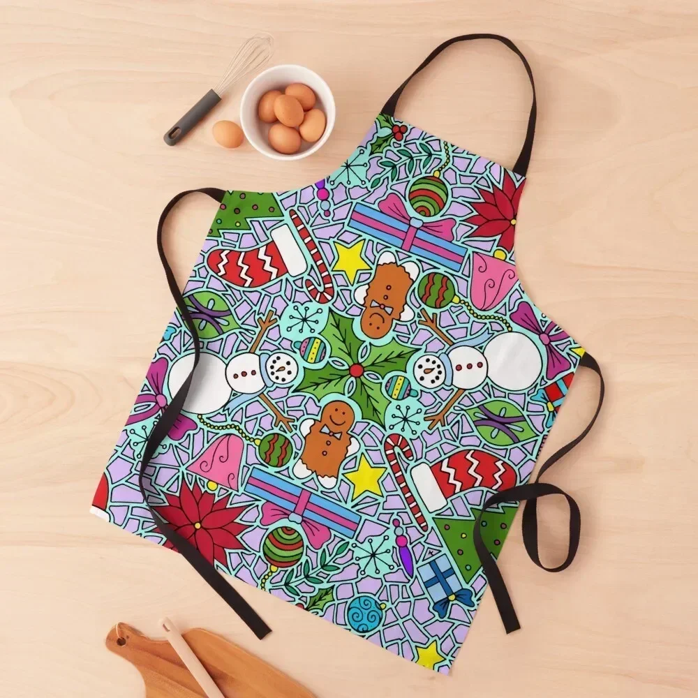 

Christmas Mosaic || Merry Christmas || Cozy || Mosaic Apron For Kitchen Women Dress Korean Salon Apron