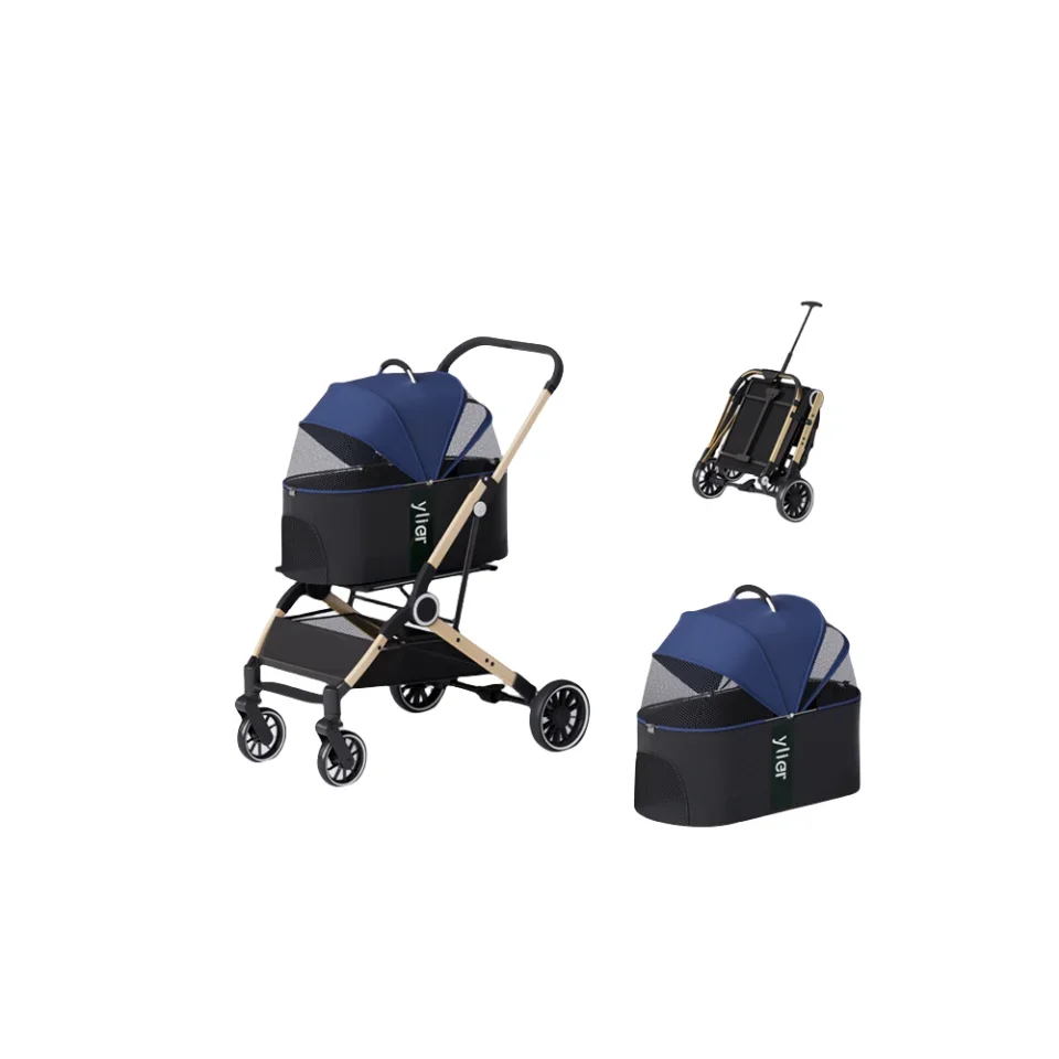 2024 ใหม่กลางแจ้งที่ถอดออกได้ล้างทําความสะอาดได้ Multifunctional Luxury Pet รถเข็นเด็กแบบพกพา Travel สัตว์เลี้ยงแบกตะกร้า