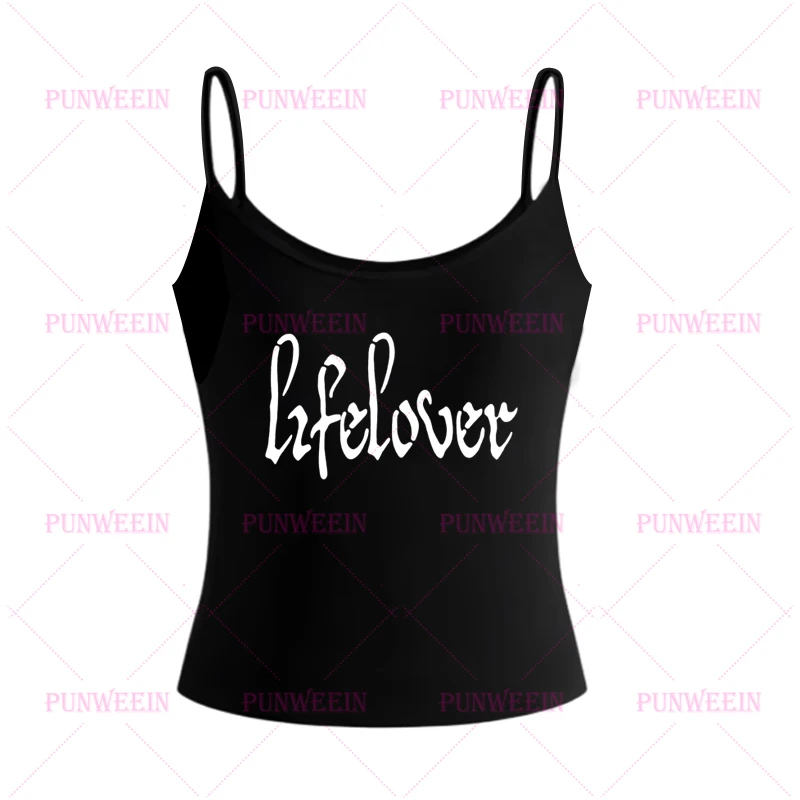 Y2k 90s sweetheart Lifelover Letter Print Vintage Harajuku Tank Top Gothic Graphic  Streetwear Punk Chic Sleeveless slim tops