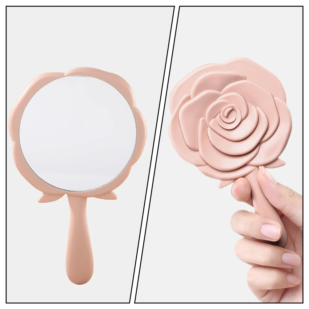 2 pçs em forma de rosa lidar com espelhos portátil leve durável pequeno espelho de vaidade para viagens uso doméstico espelho de maquiagem