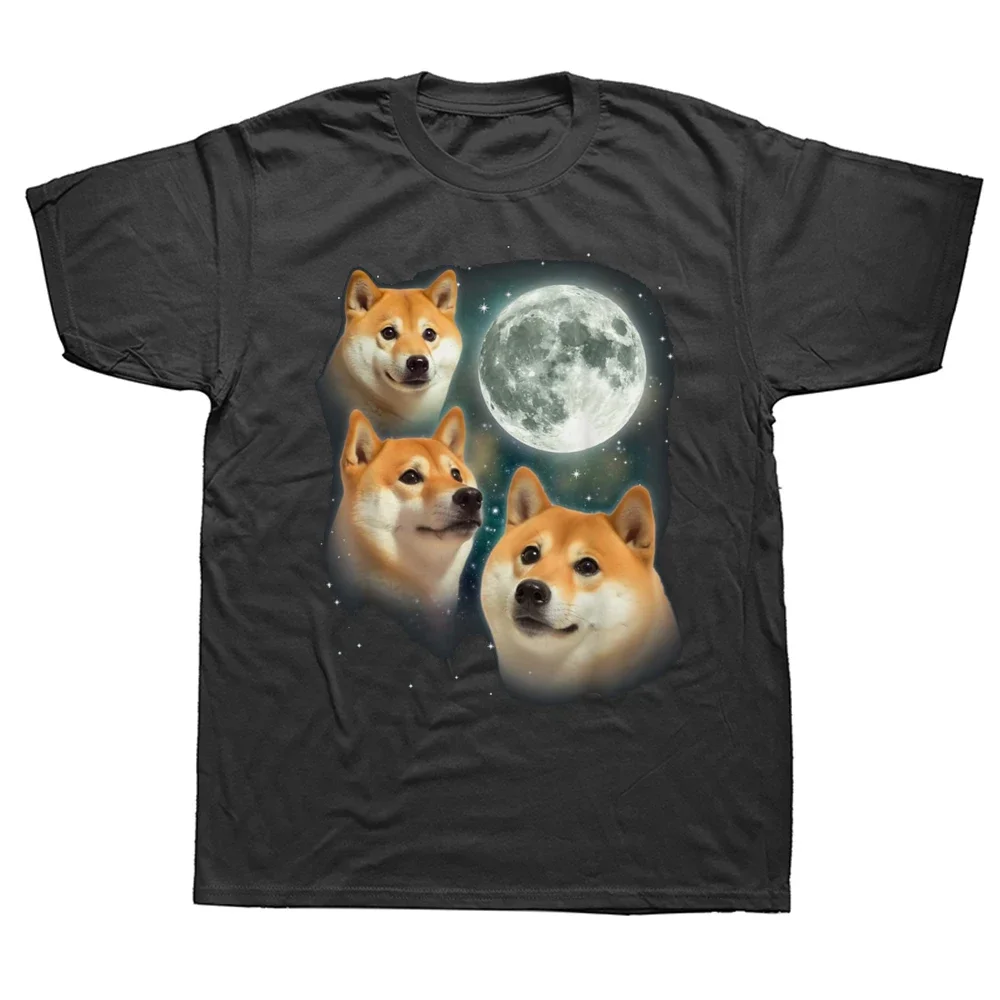 Hot Sale Short Sleeve Dog Dad Gifts T-shirt Mens Clothing Funny Three Shiba Inu Moon T Shirts Summer Graphic Cotton Streetwear