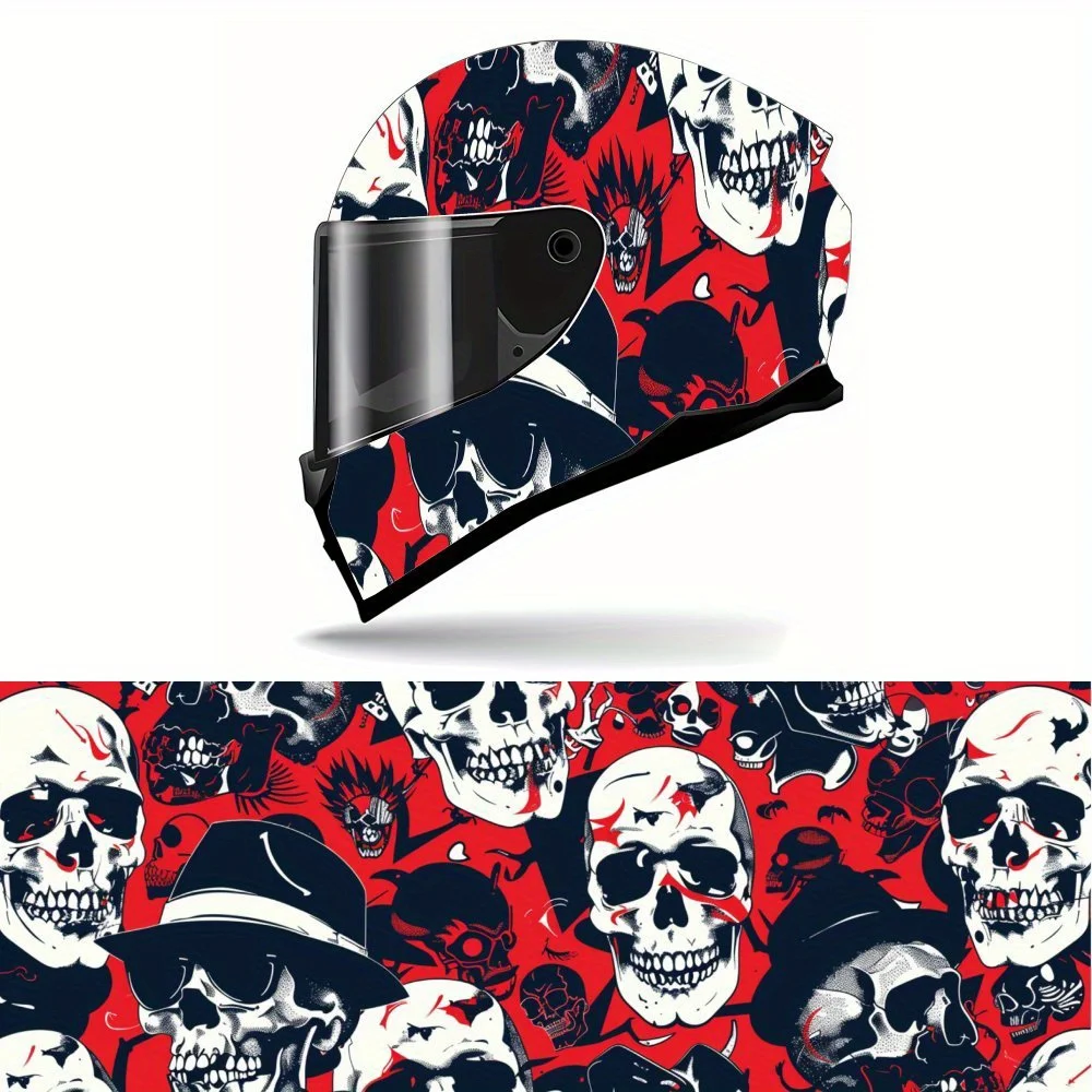 

Full Face Helmet Decals with Bold Skull pattern - Durable and Waterproof PVC, self-adhesive Motorcycle Racing Helmet Aesthetic S
