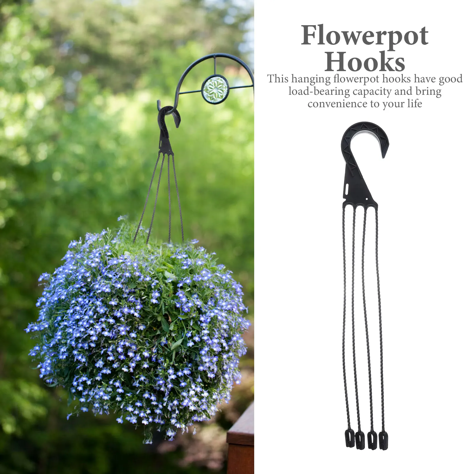 5 ชิ้นโรงงานพลาสติกแขวนตะกร้าตะขอแขวนผู้ถือ multiuse ดอกไม้หม้อแขวนสวนตะกร้าแขวนโซ่ 4 ตะขอ