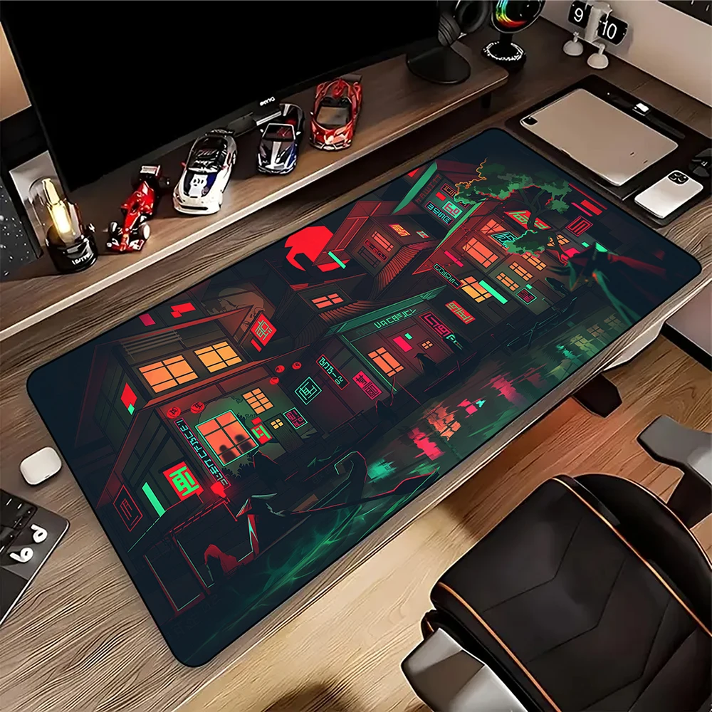 لوحة ماوس نيون سيتي بكسل لوحة ماوس كبيرة XXL لوحة ماوس إعداد ملحقات الألعاب شركة المطاط ماوس حصيرة مكتب وسادة ماوس