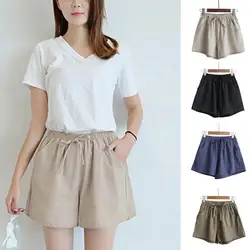 Washable Beach Shorts Solid Color Streetwear Soft Wide Leg Women Casual Shorts