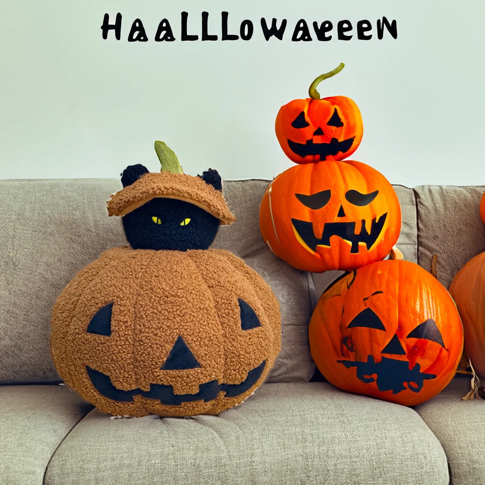 Peek A Boo Kat Kussen Zwart Kat Pompoen Kussen Leuk Halloween Kamer Decoratie Feestdecoratie Hoge Kwaliteit Pluche Vakantie Geschenken