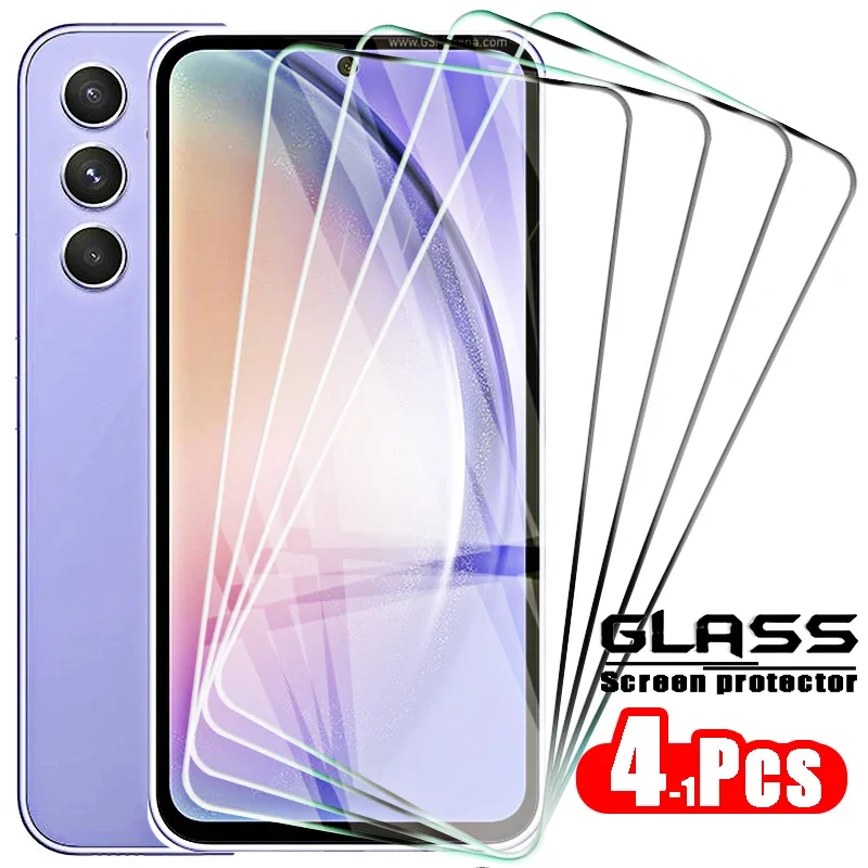 4-1Pcs Tempered Glass for Samsung Galaxy A54 A34 A24 A14 A04 E A04S A13 4G A23 A33 A53 A73 5G Screen Protector A15 A25 A35 A05S