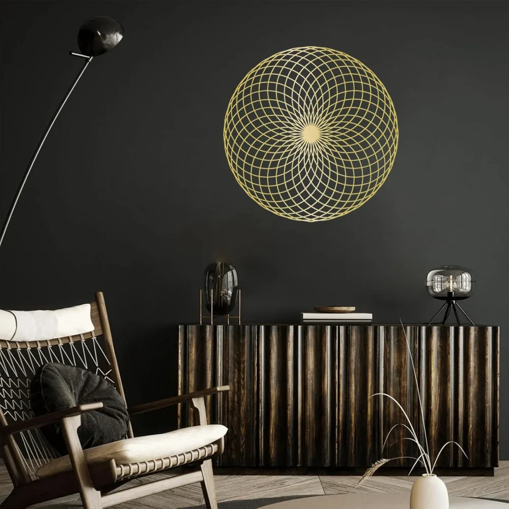 Metaliczne kreacje ścienne Mystic Yantra Wall Art Święta geometria Mandala Pierścień Dekoracja Medytacja Rzeźby Dusza salon Prezenty — zdjęcie 6