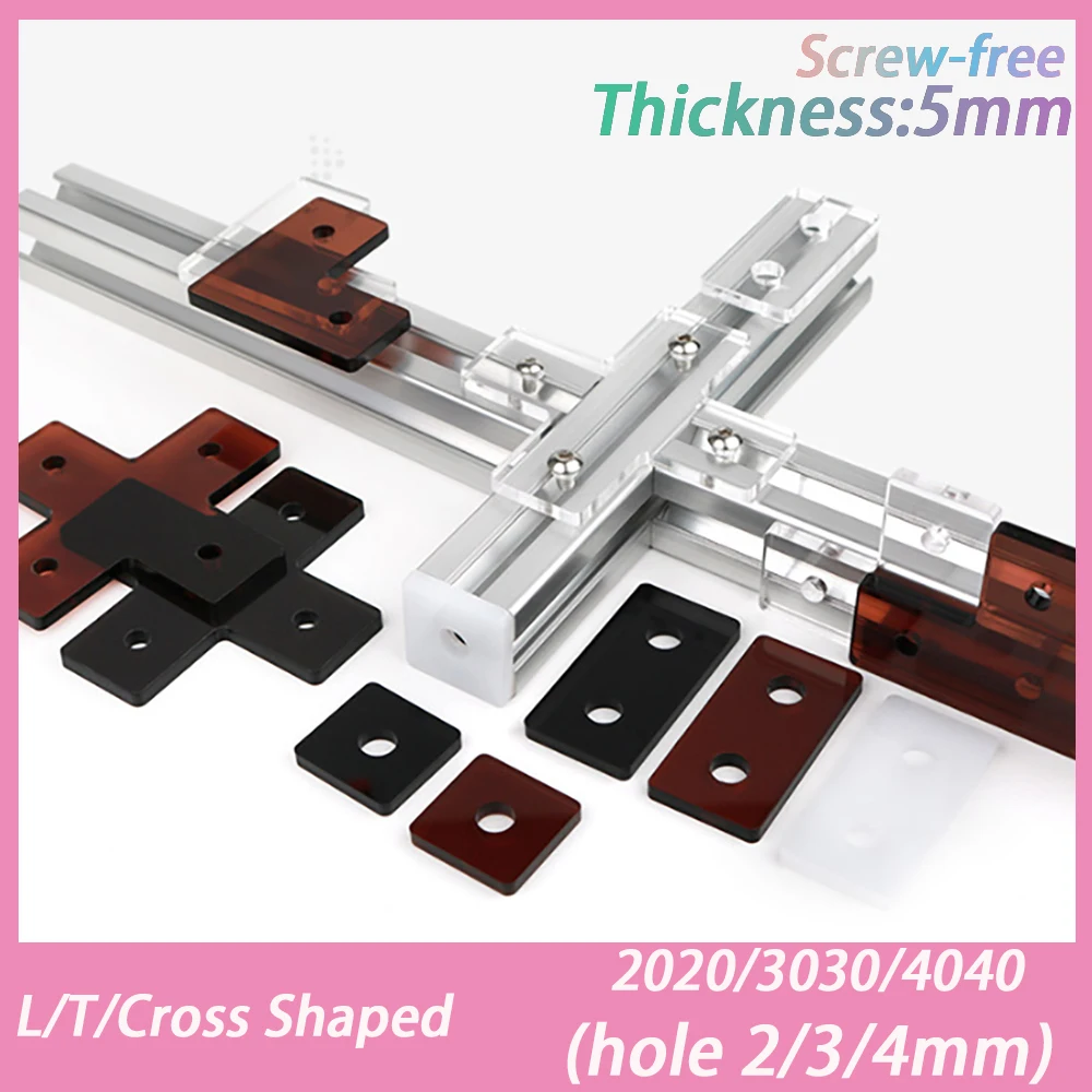 5Pcs Colorful High Clear Transparent Plastic L-Shaped Connect Piece 2020/3030/4040 2mm Hole for EU Aluminum Profile