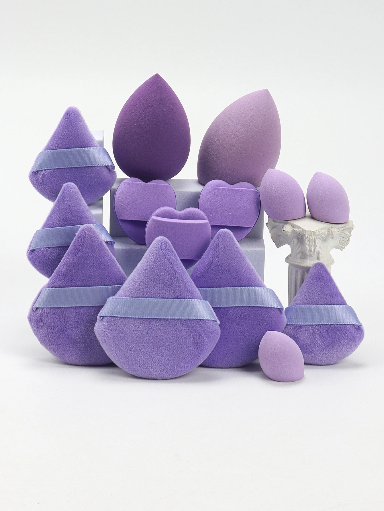 High-Energy 14-Piece Set, 3 Loose Powder Puffs & 3 Mini Loose Powder Puffs & 2 Large Makeup Sponges & 3 Mini Makeup Sponges