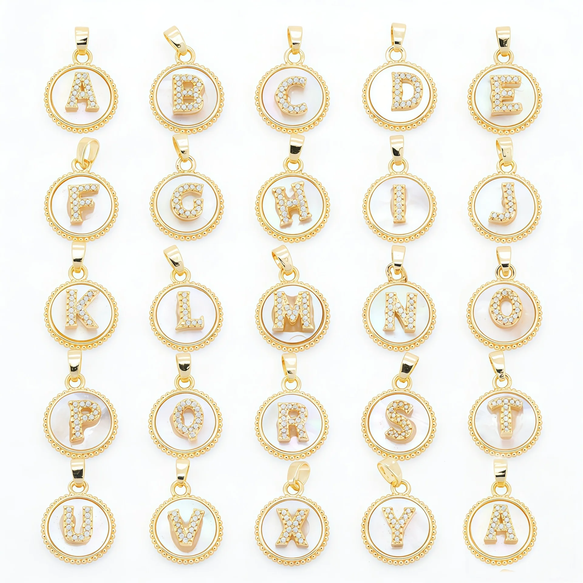 

5PCS Natural Sea Shell Letter Necklace Pendants For Jewelry Making