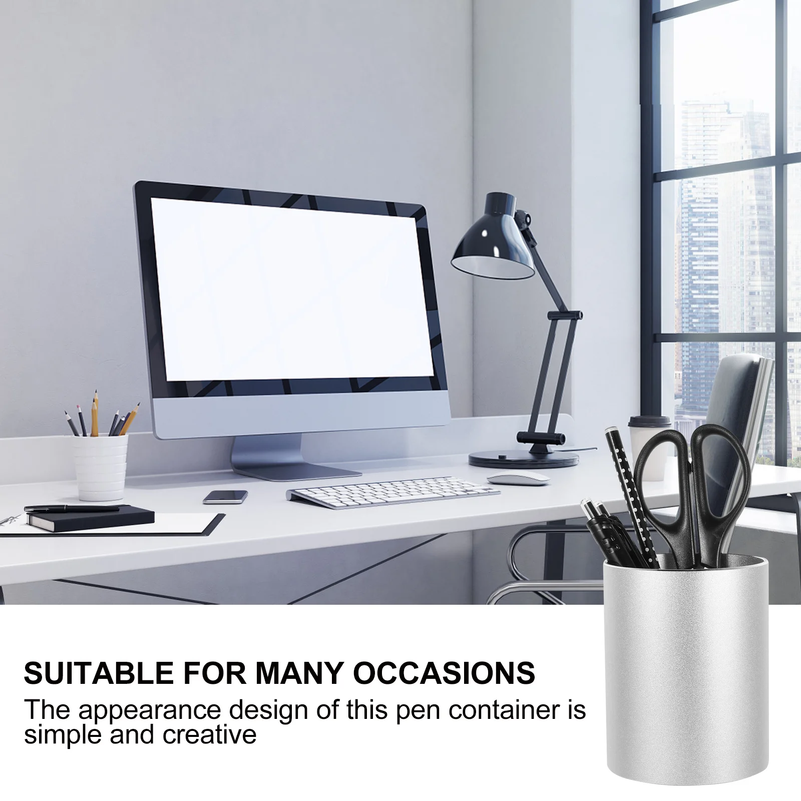 

1Pcs Aluminium Alloy Metal Pen Container Round Pen Holder Office Pencil Organizer Practical Creative Design