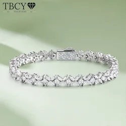 TBCYD 1.5*3mm  D Color Marquise Cut Moissanite Bracelet for Women 925 Sterling Silver Plated White Gold  Anniversary Jewelry