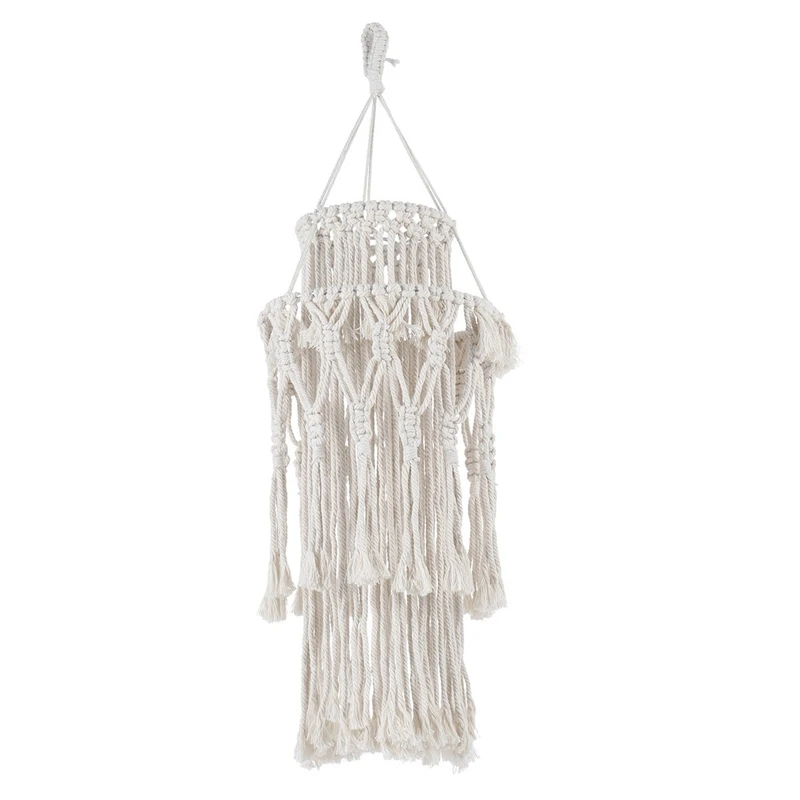 

MLGB-Hand-Knitted Lampshade Macrame Hanging Lamp Decoration Living Room Wedding Decoration Tassel Lampshade Tapestry