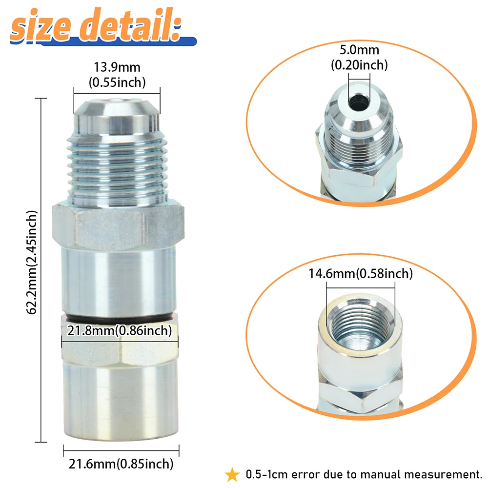 صمام فحص وقود الديزل ديترويت 23516919 لمحرك ديترويت ديزل سلسلة 60 12.7L 3/8 بوصة خيط أنثى × 3/4in-16 أنبوب ذكر