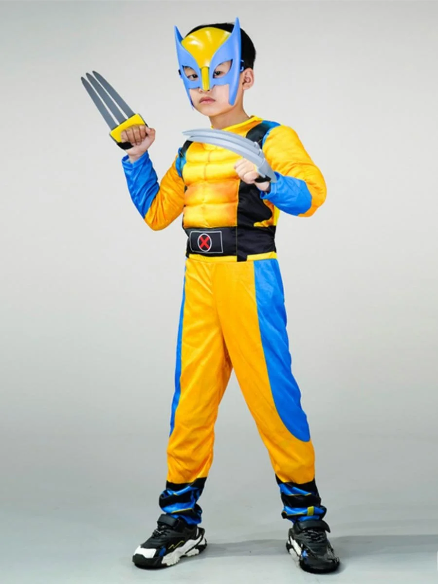 Children's Wolverine Costume Bla Panther Cosplay Suit loween Stage Performance Outfit Hero Anime Theme Polyester Material