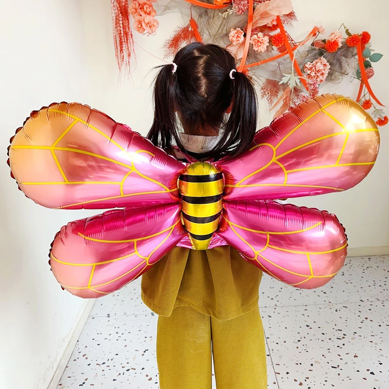 

1 Pcs Bee Angel Wing Rocket Big Foil Children's Day Kawaii Kid Birthday Party Balloon Supplies Cartoon Decoration Air Up Balloon