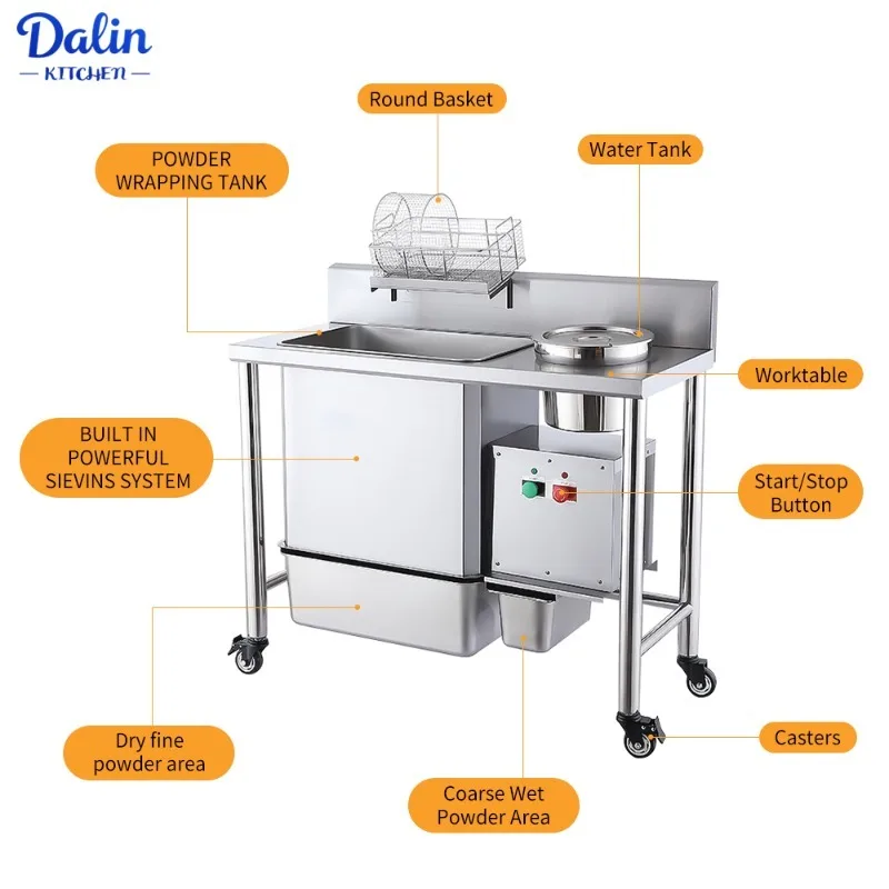 

2026 Equipment Electric Breading Table Automatic 430Stainless Steel Fried Chicken Breading hine