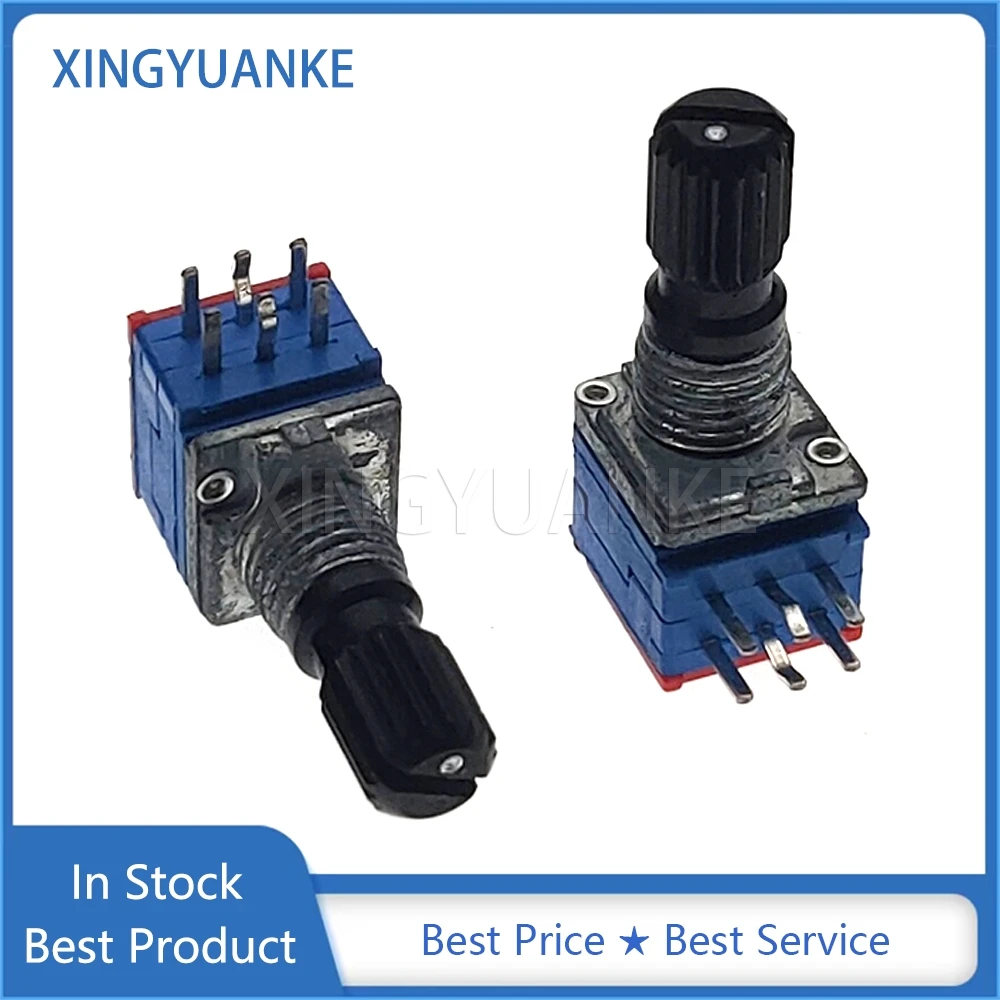 2PCS PTD902 Precision Potentiometer Duplex C20K Amplifier Audio Volume Potentiometer 6-Pin Insulation Shaft Length 15MM