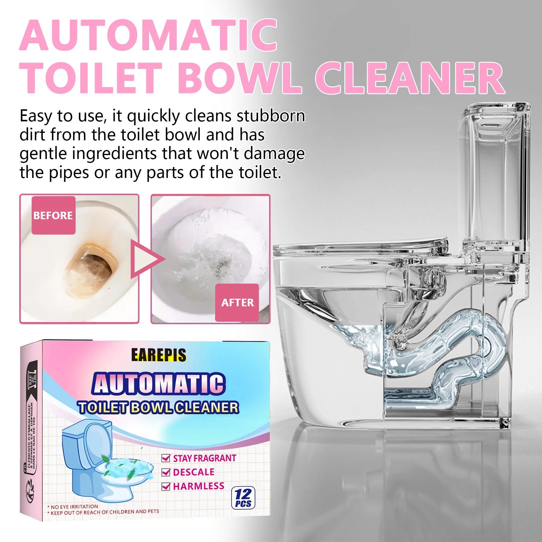 

Устойчивый выпуск — Таблетка для автоматической чистки унитаза — легко удаляет пятна от короткого мочи и люминесцентно. Подходит для двигателя