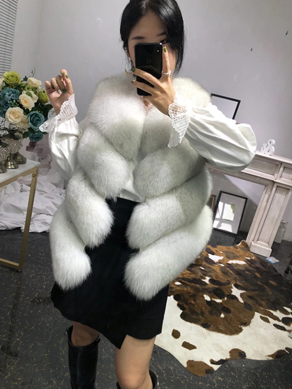 Real Fox Fur Vest Short For Girls Plus Size Free Shipping Women Winter Jacket Real Fur Coat Luxury