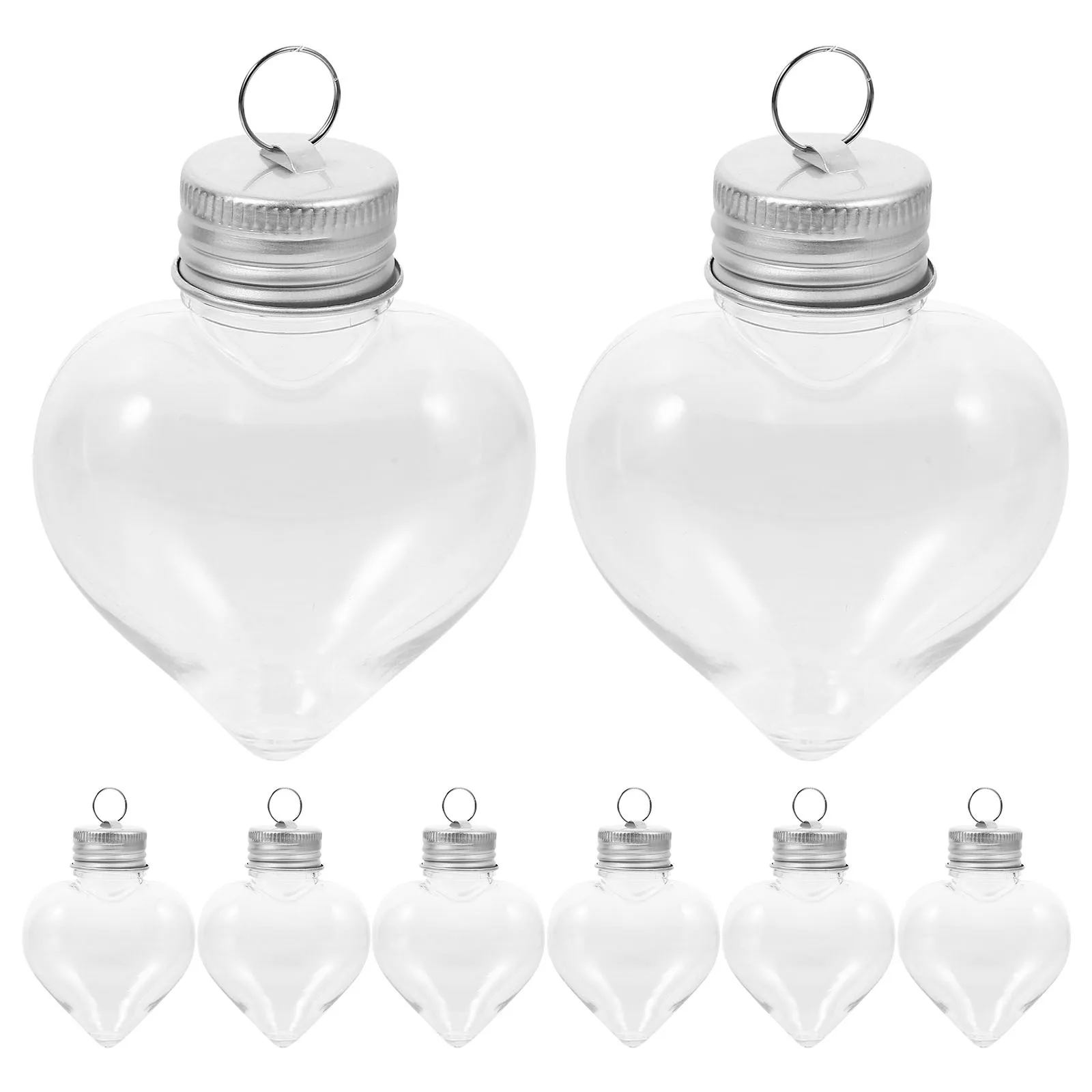 

10pcs Heart-Shaped Bottle Hanging Ornament Fillable Transparent Jar For Christmas Tree Decor Party Favor Gift Storage Container