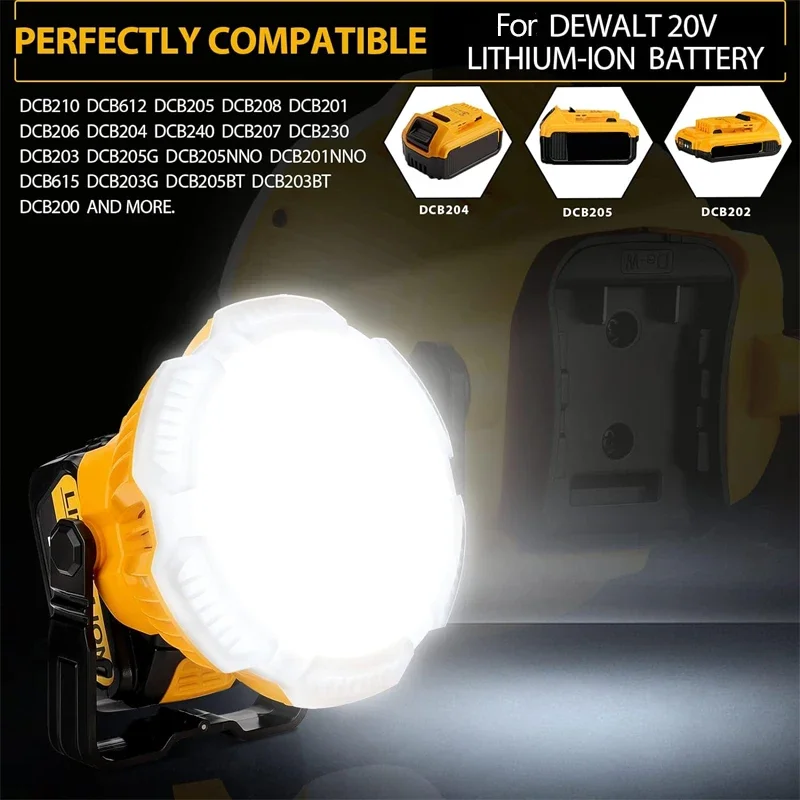 LED lantern Flashlight for Dewalt Makita Milwaukee Bosch 18V 20V Battery LED Work Light for Car Repairing Camping Emergency