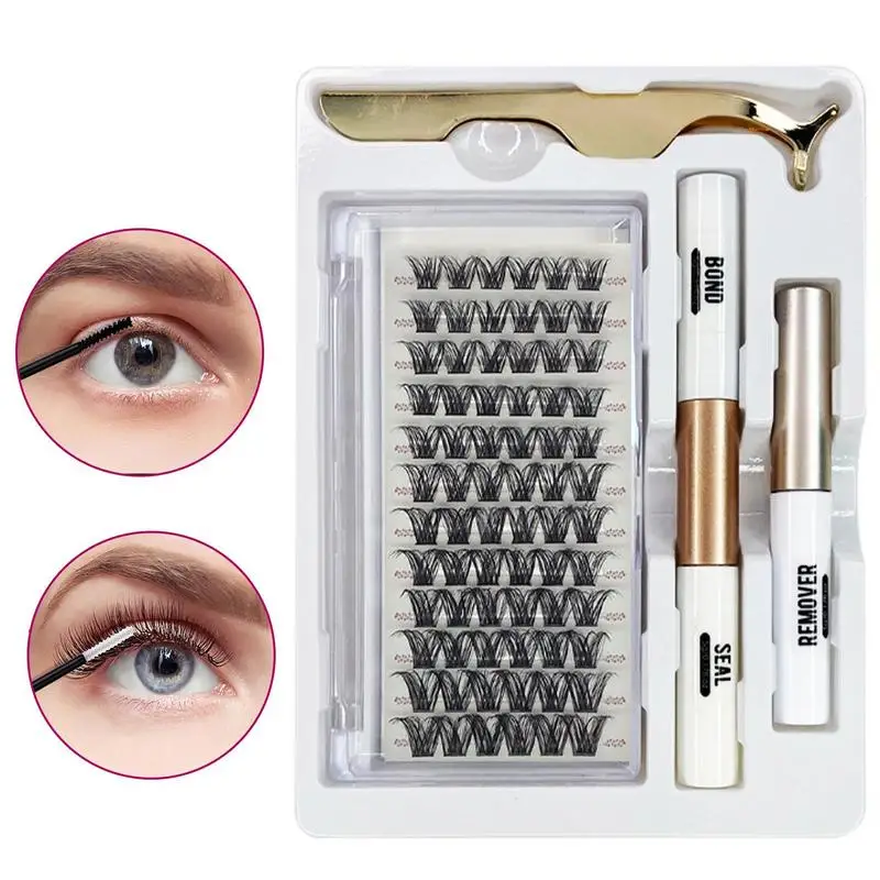 

72pcs/108pcs false eyelashes DIY eyelash extension kit False Cluster Natural Look Individual Eyelashes with Lash Glue & Tweezers