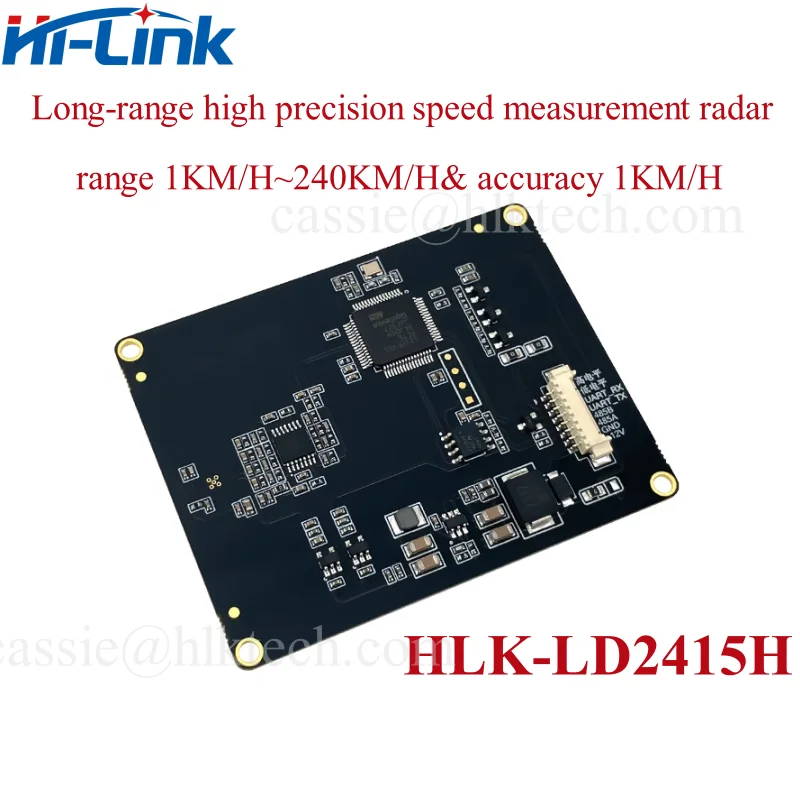 Módulo de Radar de retroalimentación de velocidad del vehículo, Sensor de velocidad de largo alcance, comunicación en serie, 24G, HLK-LD2415H, 1KM,