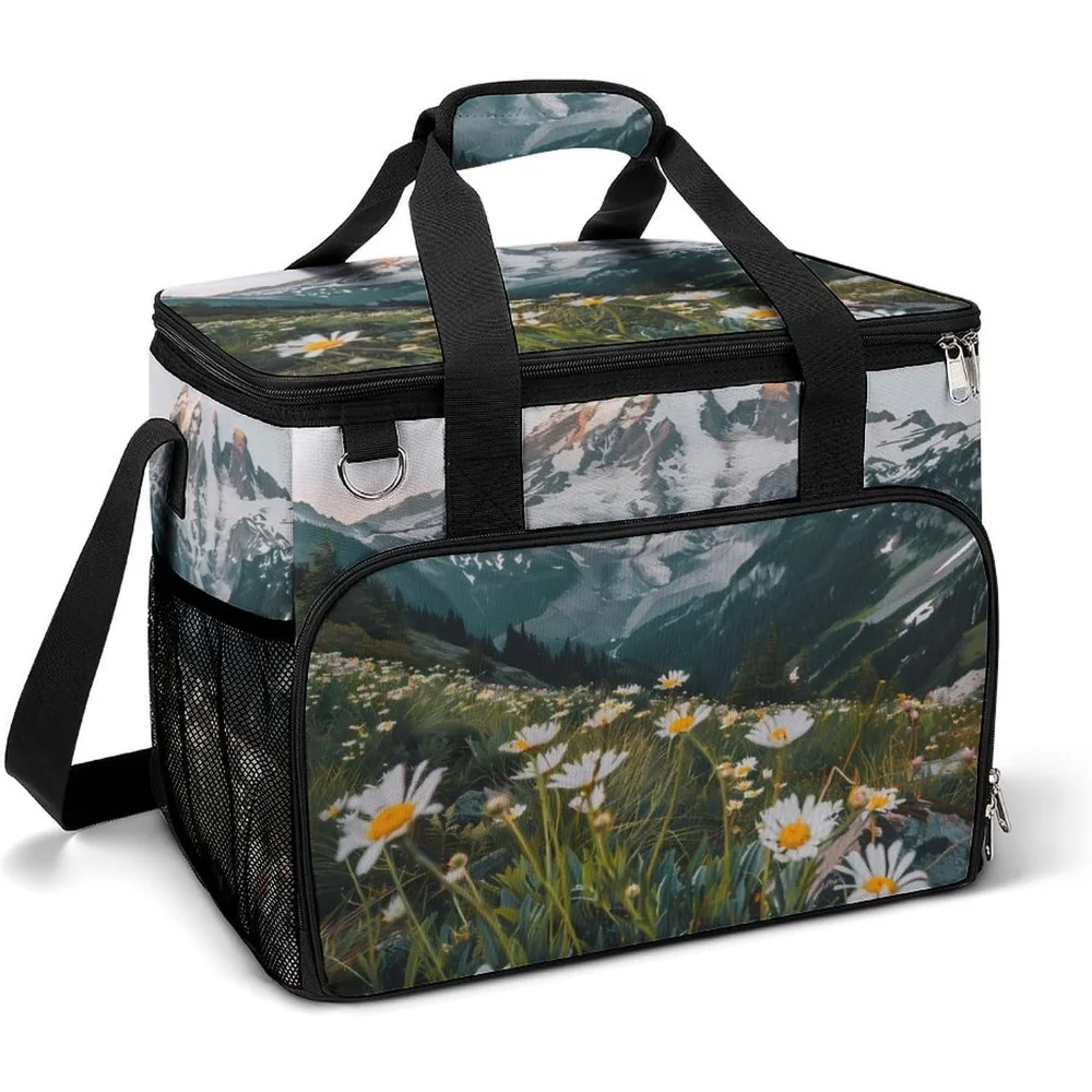 

Mount Rainier National Park Large Lunch Bag Portable Cooler Tote Bag Insulated Lunch Pail for Camping Travel