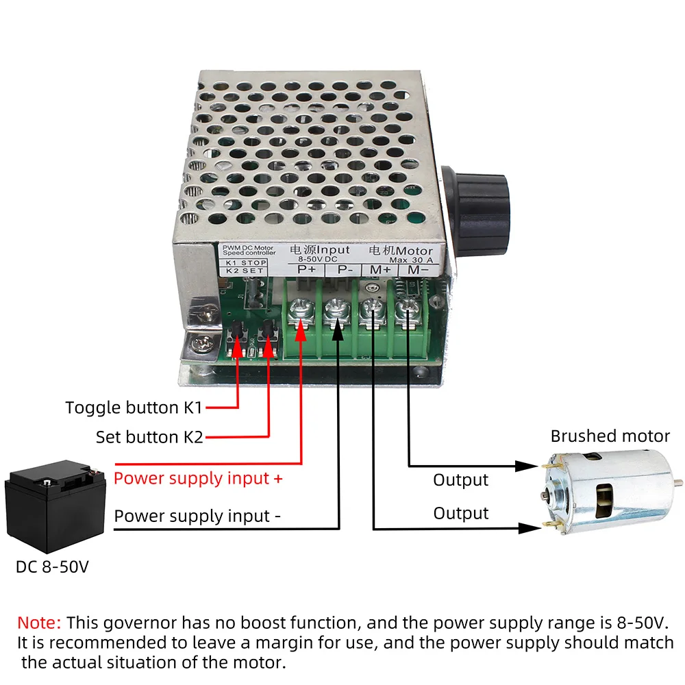 PWM DC Brushed Motor Governor 12V 24V 60V 30A Speed Control Switch Module LED Dimming Controller Motor Controller Switch