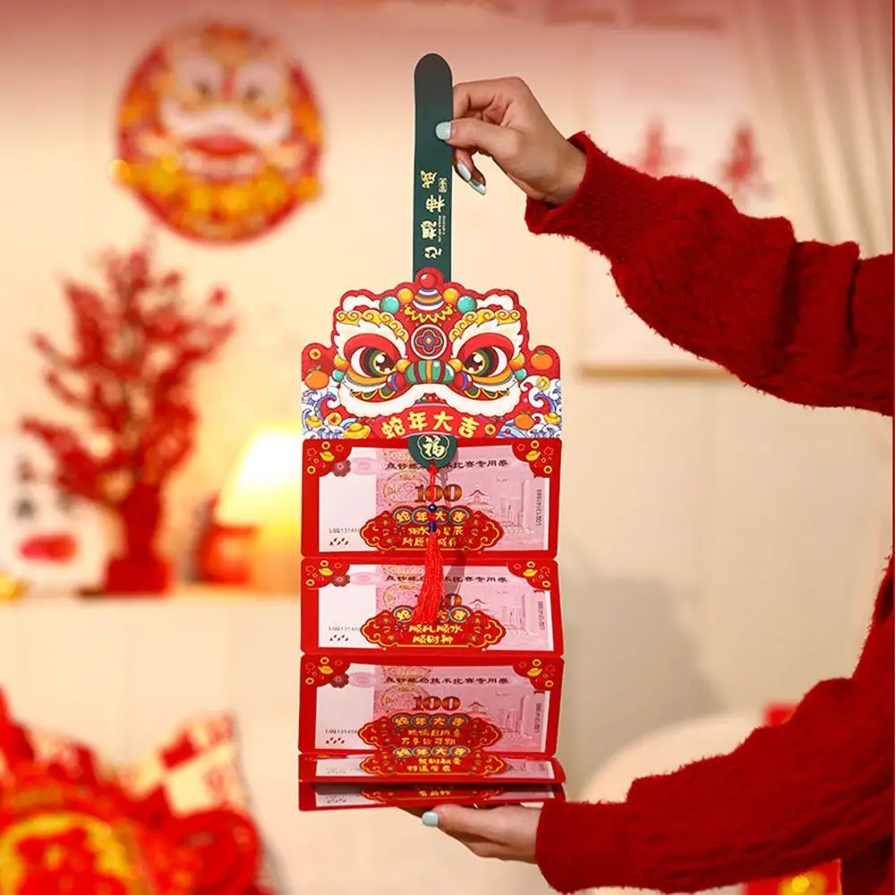 Chinese Style Snake Year Folded Red Envelope Blessing Paper New Year Red Envelope 2/6/10 Slots Hongbao Lucky Money Pockets