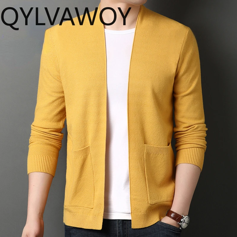 QYLVAWOY Cardigans for Men Sweaters Fashion Top Business Casual Mens Sweater Spring Autumn Knitted Sweater 2024 Sueter Masculino