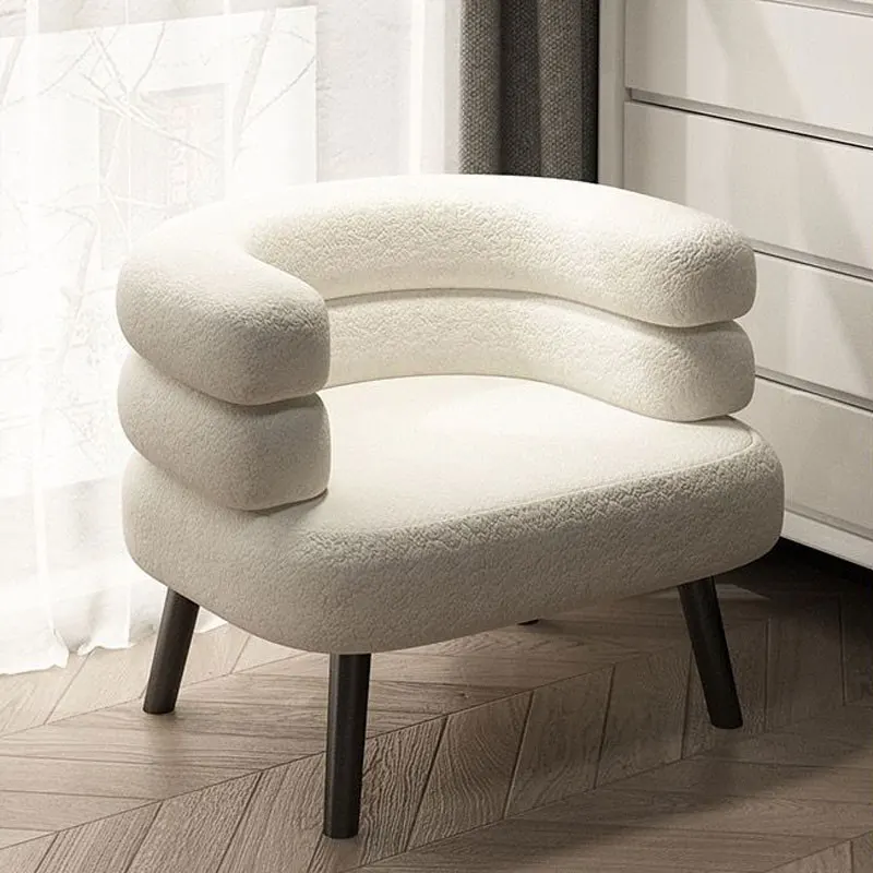 Sofá de terciopelo de cordero perezoso para una sola persona, sillón de látex simple y lujoso, silla de maquillaje, sala de estar, dormitorio,