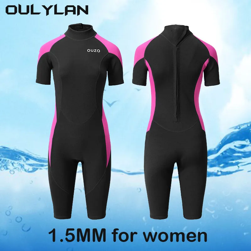 Oulylan 1.5mm Wetsuit For Men Women Neoprene Wetsuit Surf Short Sleeve Kitesurf Roupa De Mergulho One-Piece Scuba Diving Suit