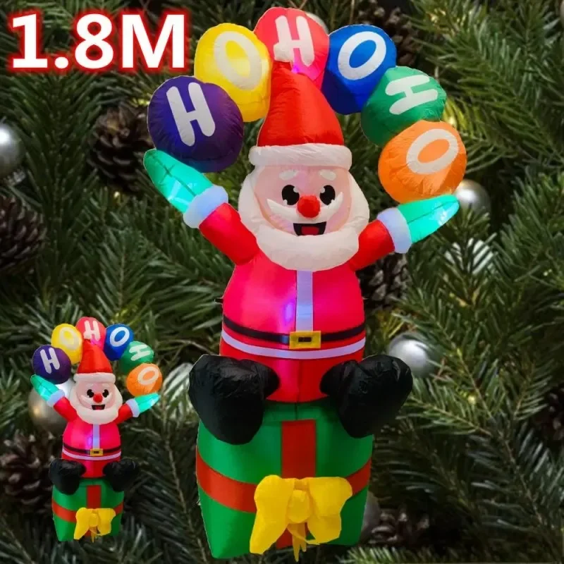 Giant Led Illuminated Inflatable Santa Claus Model Santa Claus Gift Bag Air Mold Christmas Inflatable Sign Old Man Decoration