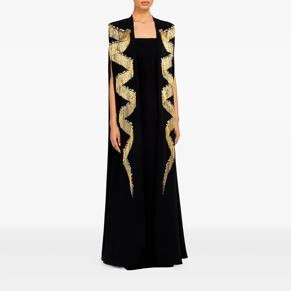 Vestidos de noche largos con cuello cuadrado negro personalizados, vestidos de fiesta formales elegantes para ocasiones, vestidos de fiesta hasta el suelo de cristal