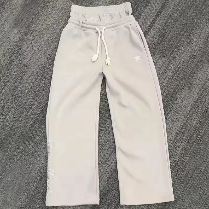 Y2K – pantalon sur mesure du même Style pour hommes et femmes, Simple, broderie quotidienne, polyvalent, nouvelle collection automne/hiver