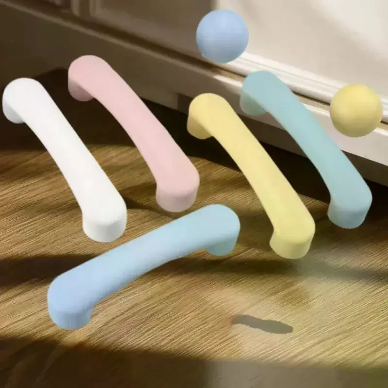 Nordic Style Ceramic Children Room Cabinet Handles Macaron Colorful Round Drawer Knobs And Pulls Children's Furniture Handles