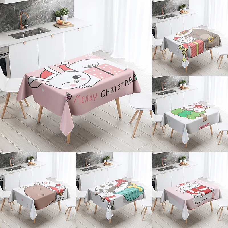 

Cartoon Christmas Elk Tablecloth Exquisite Fantasy Table Decoration New Year Home